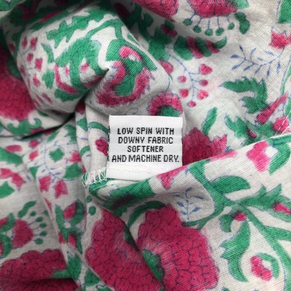 SZ Blockprints Hot Pink Padra Ida Top Size M White Floral - Picture 9 of 9